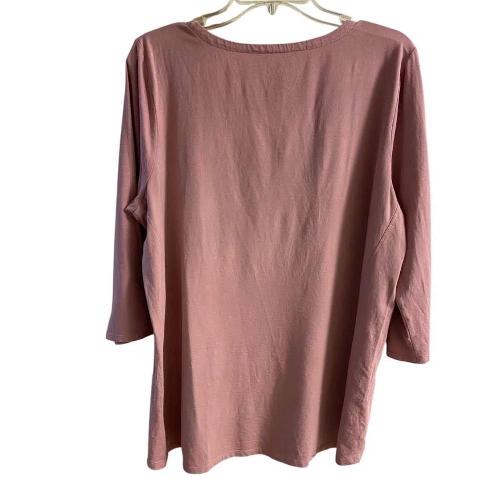J Jill luxe supima A line tunic 3/4 sleeves pink Large - Picture 2 of 4